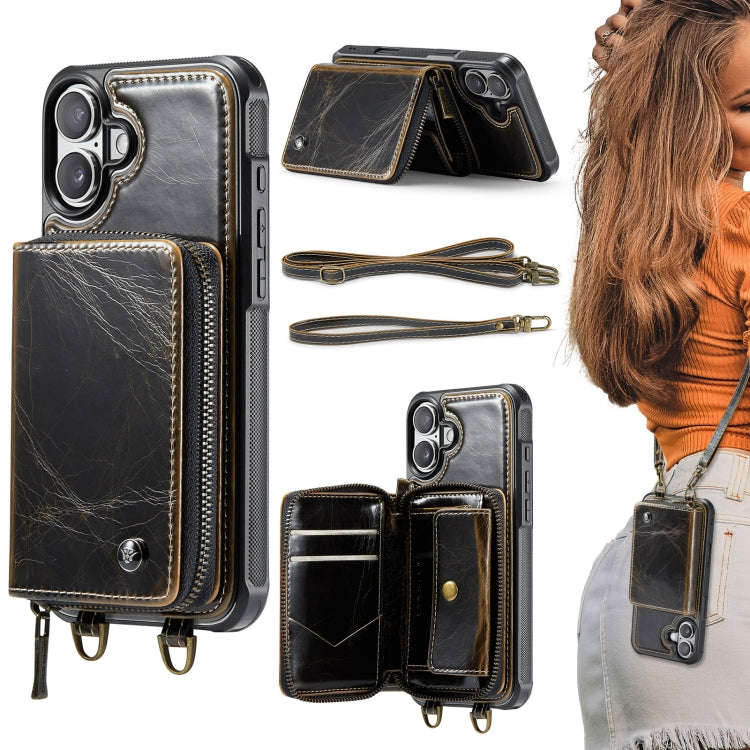 JEEHOOD C22 Series Zipper Wallet Leather Phone Case with Dual Lanyard, For iPhone 17 Pro Max, For...