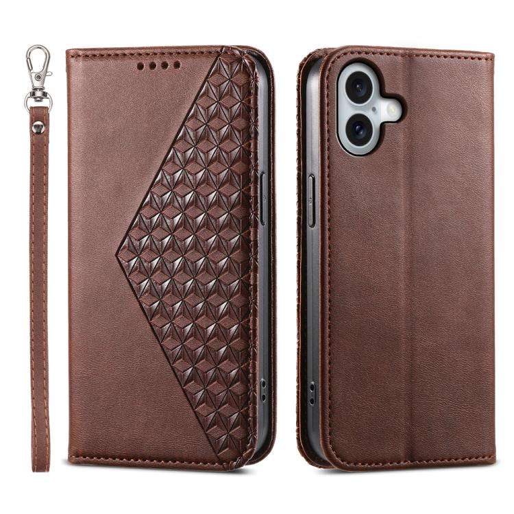 Cubic Grid Calf Texture Magnetic Leather Phone Case, For iPhone 17e / 16e, For iPhone 17 Pro Max,...