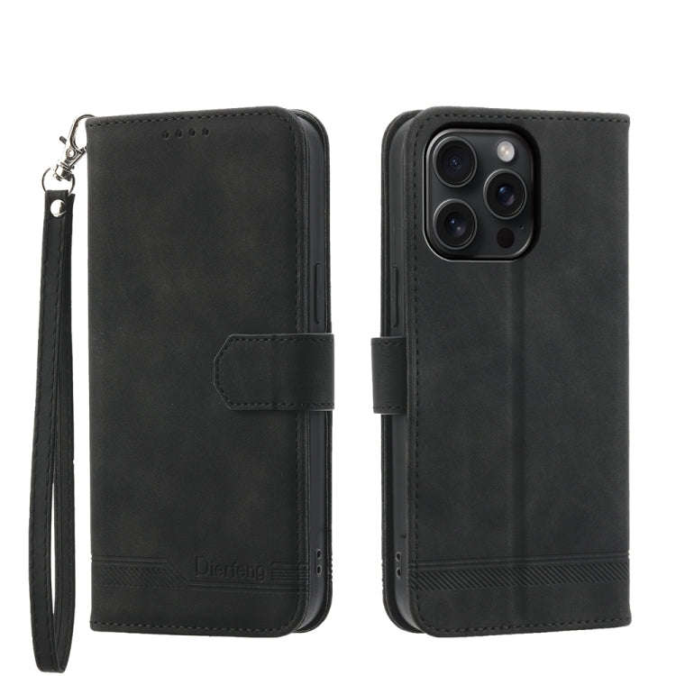 Dierfeng Dream Line TPU Hybrid PU Leather Phone Case, For iPhone 16, For iPhone 15 Pro Max, For i...