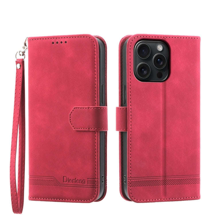 Dierfeng Dream Line TPU Hybrid PU Leather Phone Case, For iPhone 16, For iPhone 15 Pro Max, For i...