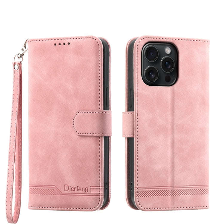 Dierfeng Dream Line TPU Hybrid PU Leather Phone Case, For iPhone 16, For iPhone 15 Pro Max, For i...