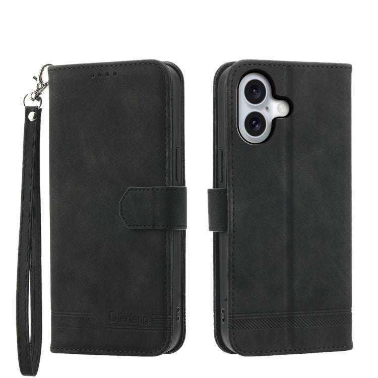 Dierfeng Dream Line TPU Hybrid PU Leather Phone Case, For iPhone 16, For iPhone 15 Pro Max, For i...