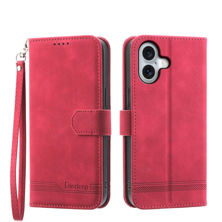 Dierfeng Dream Line TPU Hybrid PU Leather Phone Case, For iPhone 16, For iPhone 15 Pro Max, For i...
