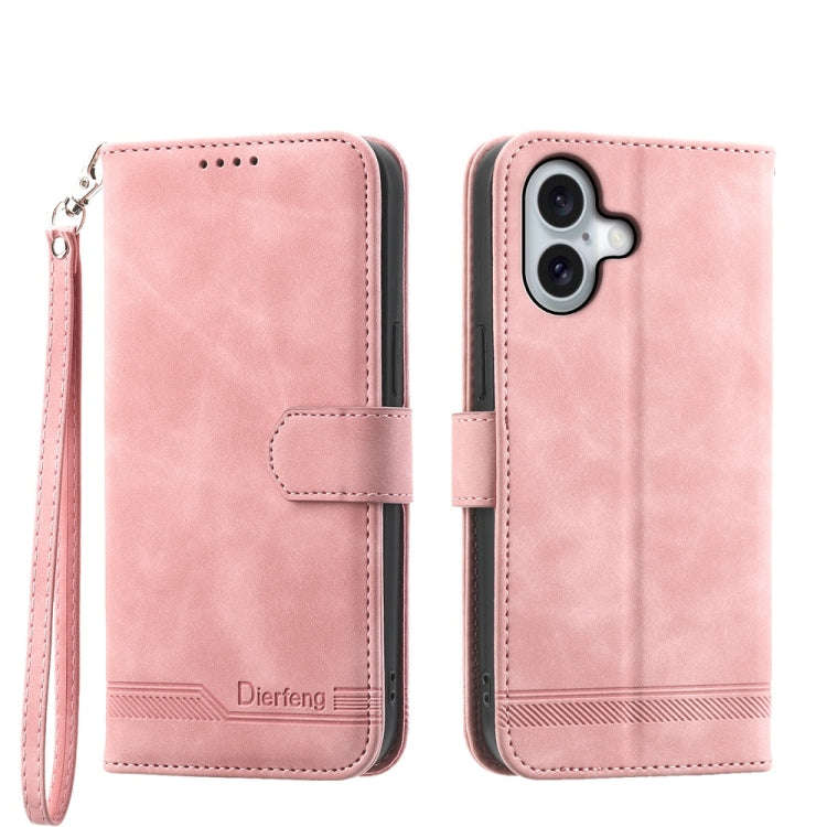 Dierfeng Dream Line TPU Hybrid PU Leather Phone Case, For iPhone 16, For iPhone 15 Pro Max, For i...