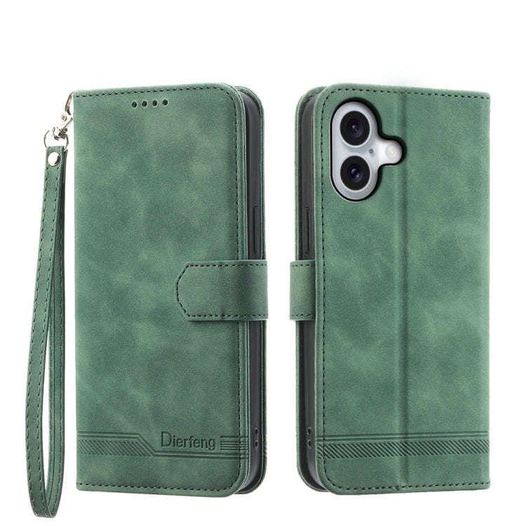 Dierfeng Dream Line TPU Hybrid PU Leather Phone Case, For iPhone 16, For iPhone 15 Pro Max, For i...