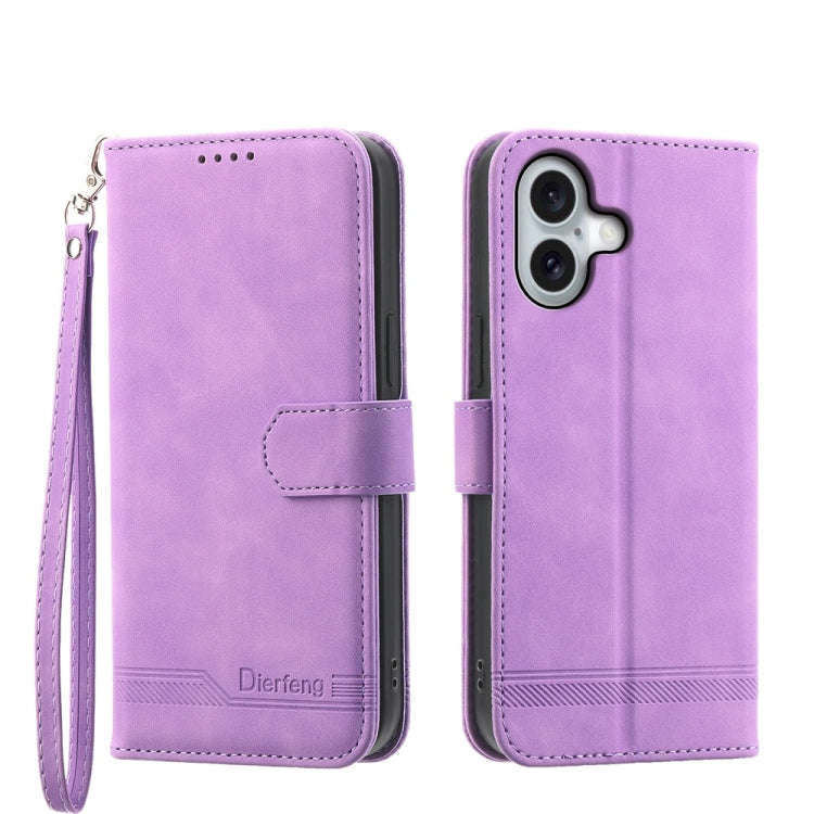 Dierfeng Dream Line TPU Hybrid PU Leather Phone Case, For iPhone 16, For iPhone 15 Pro Max, For i...
