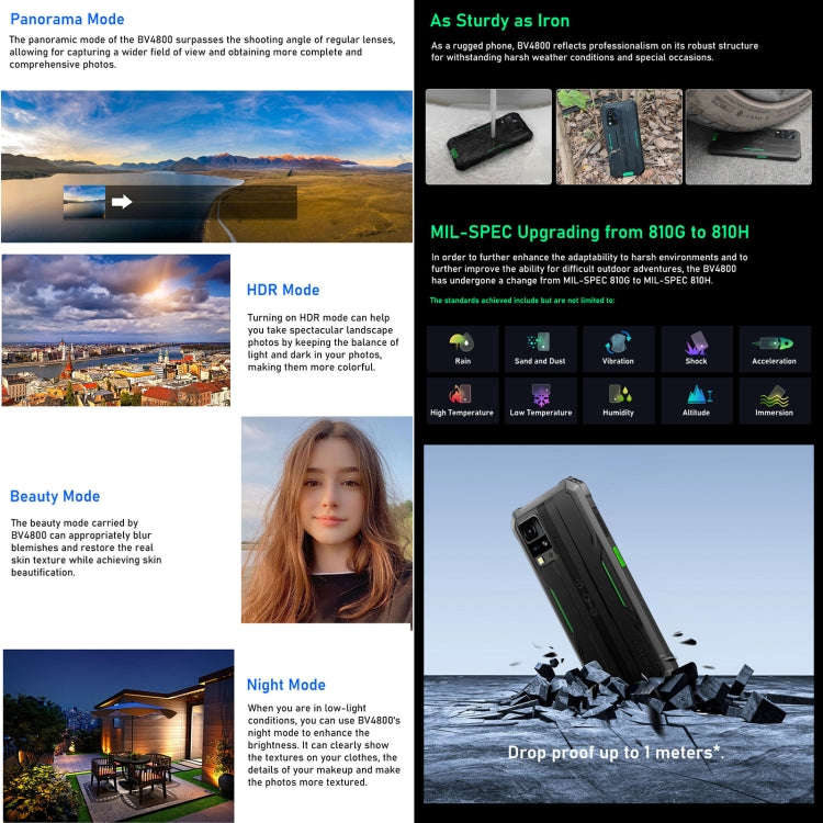 Blackview BV4800, IP68/IP69K/MIL-STD-810H, 6.56 inch Android 13 MediaTek MT6761V/WB Helio A22 Qua...