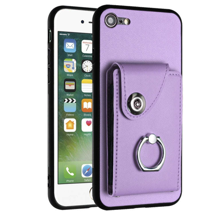 Organ Card Bag Ring Holder Phone Case, For iPhone 14 Pro Max, For iPhone SE 2022 / 2020 / 8 / 7, ...