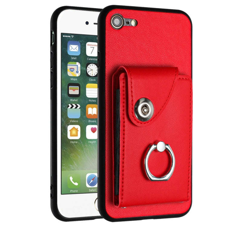 Organ Card Bag Ring Holder Phone Case, For iPhone 14 Pro Max, For iPhone SE 2022 / 2020 / 8 / 7, ...