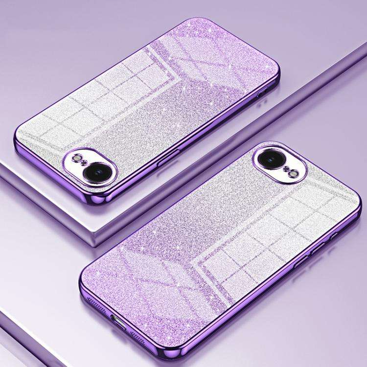 Gradient Glitter Powder Electroplated Phone Case, For iPhone 17e / 16e, For iPhone 17 Pro Max, Fo...