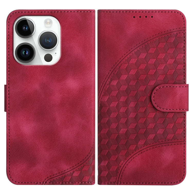 YX0060 Elephant Head Embossed Phone Leather Case with Lanyard, For iPhone 15, For iPhone 14 Plus,...