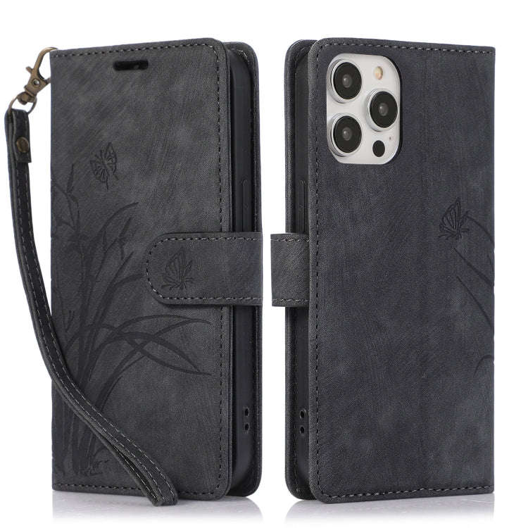 Orchid Butterfly Embossed Leather Phone Case, For iPhone 14 Pro Max, For iPhone 7 / 8 / SE 2022, ...