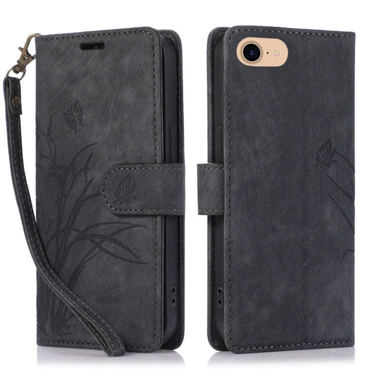 Orchid Butterfly Embossed Leather Phone Case, For iPhone 14 Pro Max, For iPhone 7 / 8 / SE 2022, ...
