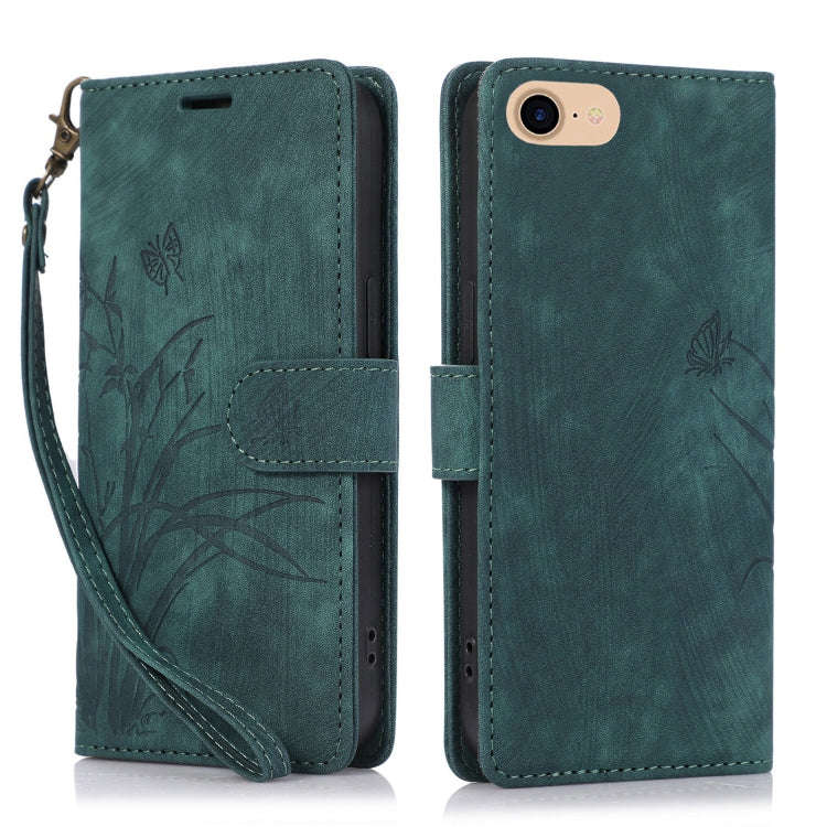 Orchid Butterfly Embossed Leather Phone Case, For iPhone 14 Pro Max, For iPhone 7 / 8 / SE 2022, ...