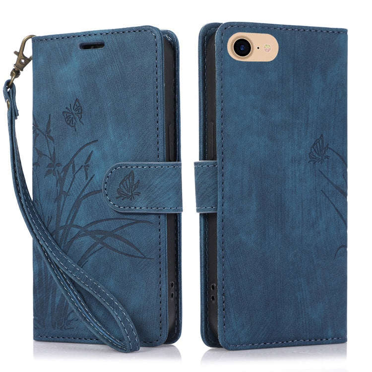 Orchid Butterfly Embossed Leather Phone Case, For iPhone 14 Pro Max, For iPhone 7 / 8 / SE 2022, ...