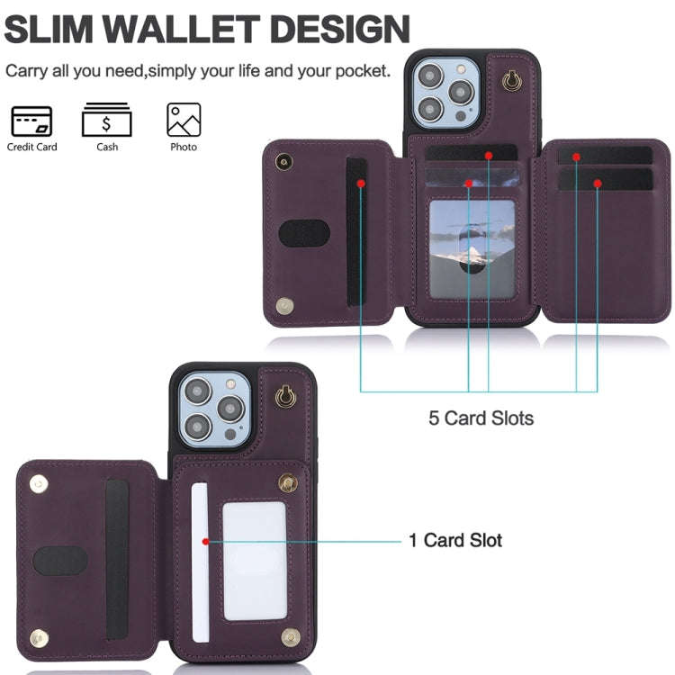 YM006 Skin Feel Zipper Card Bag Phone Case with Dual Lanyard, For iPhone 14 Plus, For iPhone 14, ...