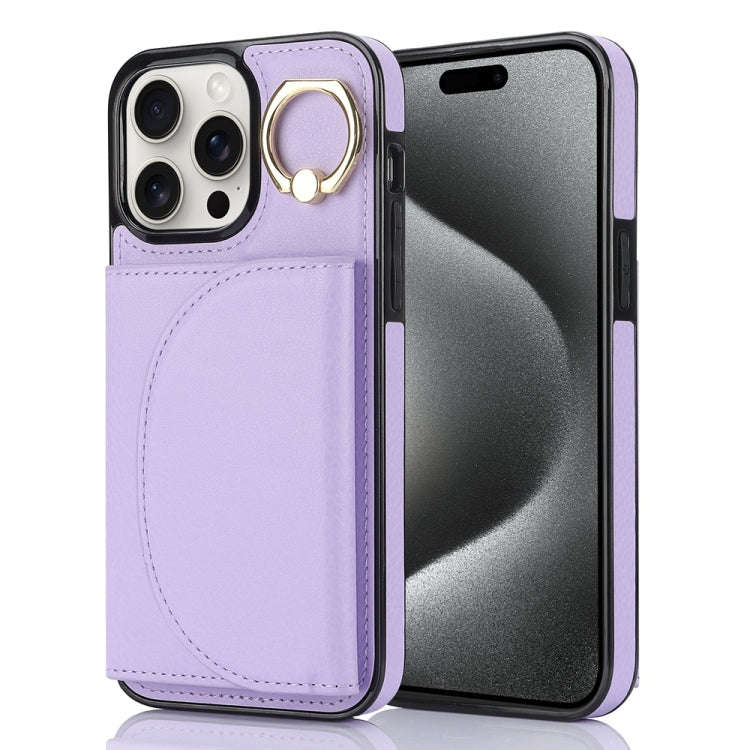 Ring Holder Card Bag Skin Feel Phone Case, For iPhone 16, For iPhone 15 Pro Max, For iPhone 15 Pr...