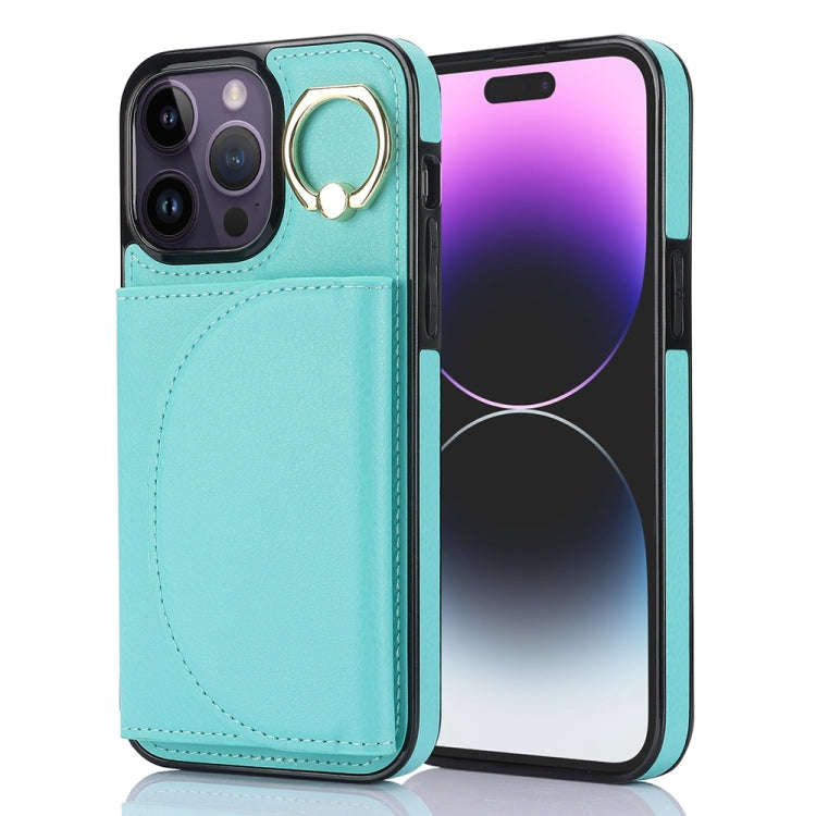 Ring Holder Card Bag Skin Feel Phone Case, For iPhone 14 Pro Max, For iPhone SE 2022 / 2020 / 8 /...