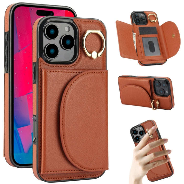 Ring Holder Card Bag Skin Feel Phone Case, For iPhone 18 Pro / 17 Pro, For iPhone 18 Pro Max / 17...