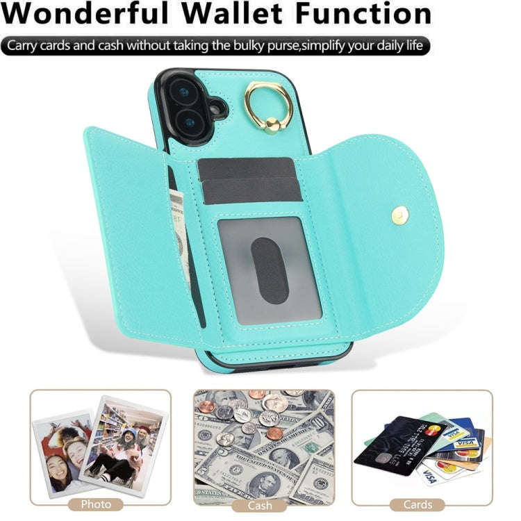 Ring Holder Card Bag Skin Feel Phone Case, For iPhone 16, For iPhone 15 Pro Max, For iPhone 15 Pr...