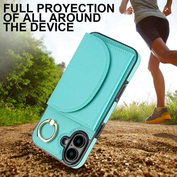 Ring Holder Card Bag Skin Feel Phone Case, For iPhone 16, For iPhone 15 Pro Max, For iPhone 15 Pr...