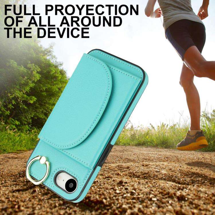 Ring Holder Card Bag Skin Feel Phone Case, For iPhone 17e / 16e, For iPhone 17 Pro Max, For iPhon...