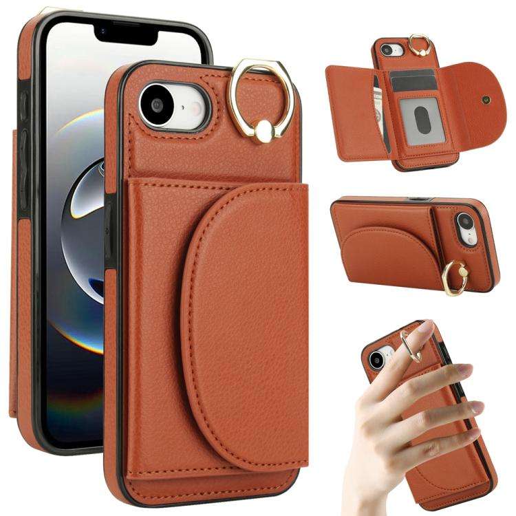 Ring Holder Card Bag Skin Feel Phone Case, For iPhone 18 Pro / 17 Pro, For iPhone 18 Pro Max / 17...