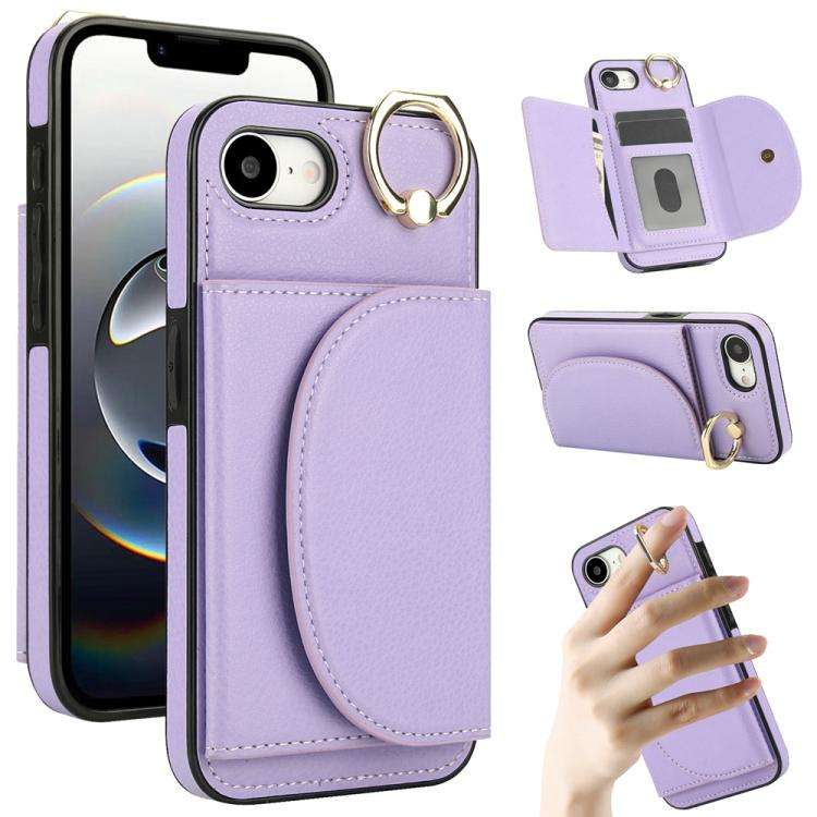 Ring Holder Card Bag Skin Feel Phone Case, For iPhone 18 Pro / 17 Pro, For iPhone 18 Pro Max / 17...