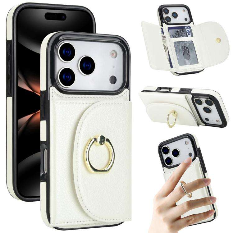 Ring Holder Card Bag Skin Feel Phone Case, For iPhone 18 Pro / 17 Pro, For iPhone 18 Pro Max / 17...
