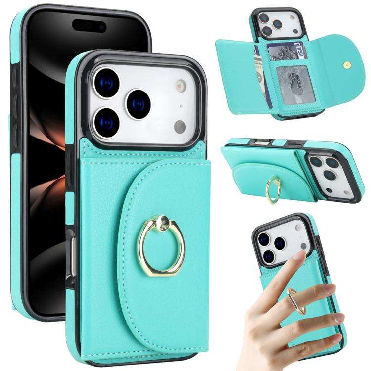 Ring Holder Card Bag Skin Feel Phone Case, For iPhone 18 Pro / 17 Pro, For iPhone 18 Pro Max / 17...
