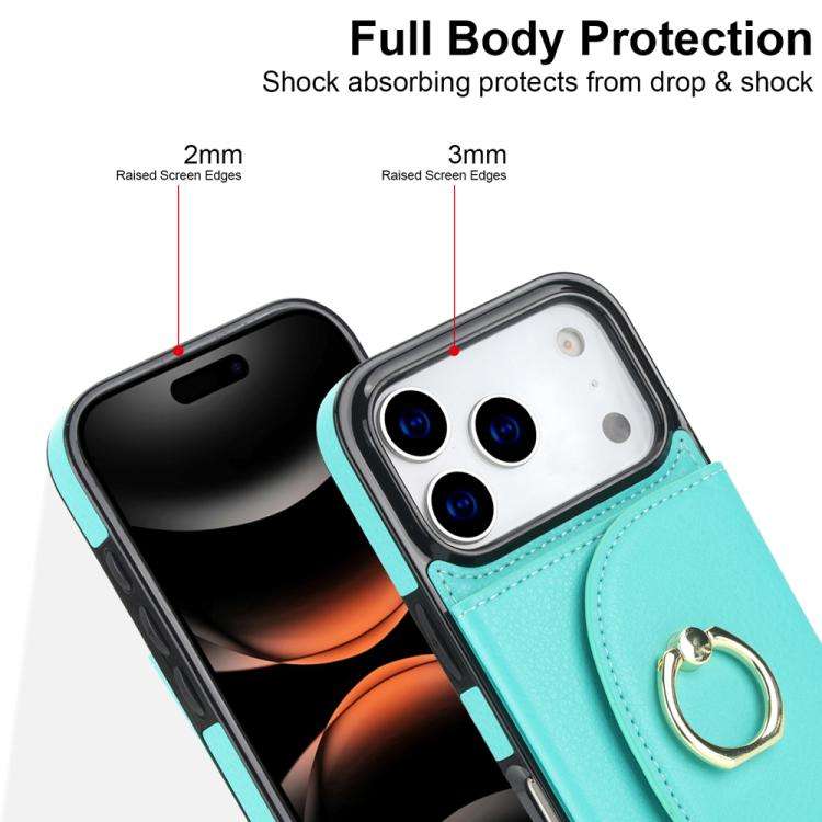 Ring Holder Card Bag Skin Feel Phone Case, For iPhone 18 Pro / 17 Pro, For iPhone 18 Pro Max / 17...