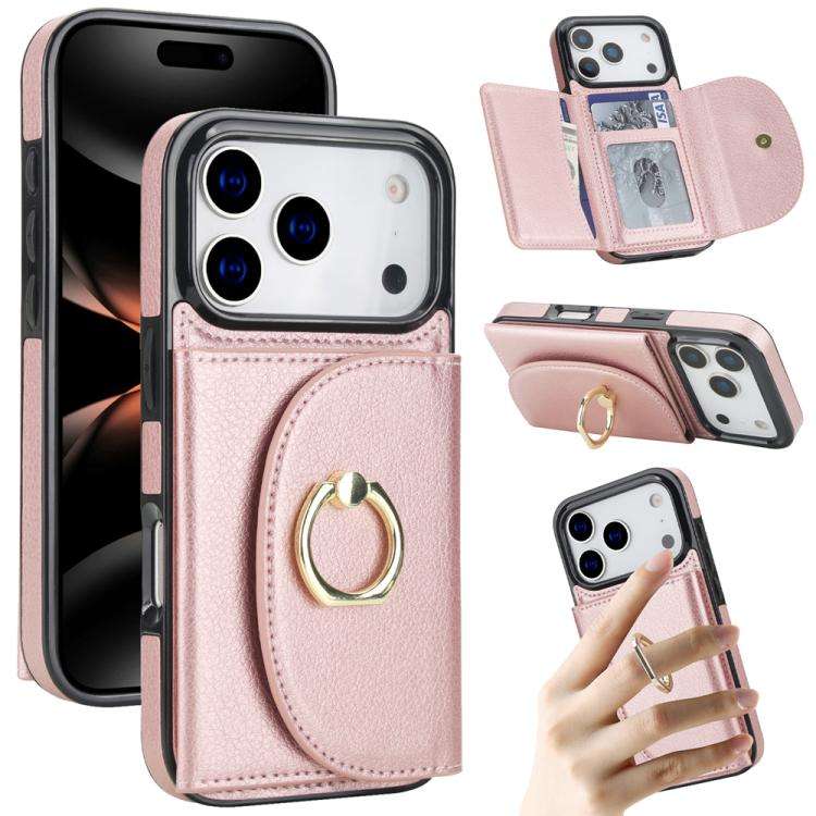 Ring Holder Card Bag Skin Feel Phone Case, For iPhone 18 Pro / 17 Pro, For iPhone 18 Pro Max / 17...