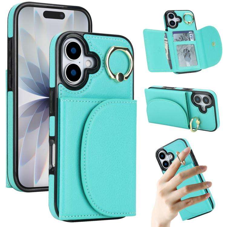 Ring Holder Card Bag Skin Feel Phone Case, For iPhone 18 Pro / 17 Pro, For iPhone 18 Pro Max / 17...