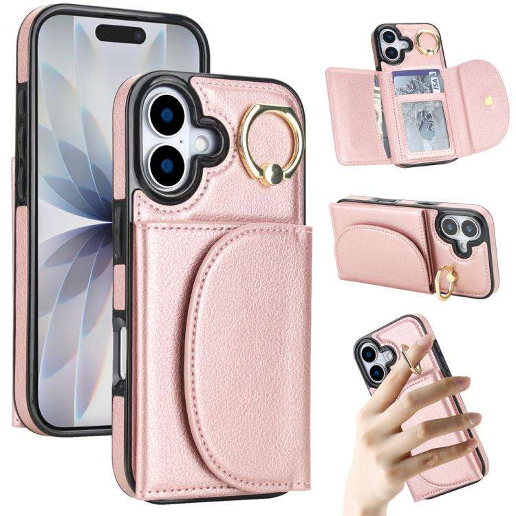 Ring Holder Card Bag Skin Feel Phone Case, For iPhone 18 Pro / 17 Pro, For iPhone 18 Pro Max / 17...