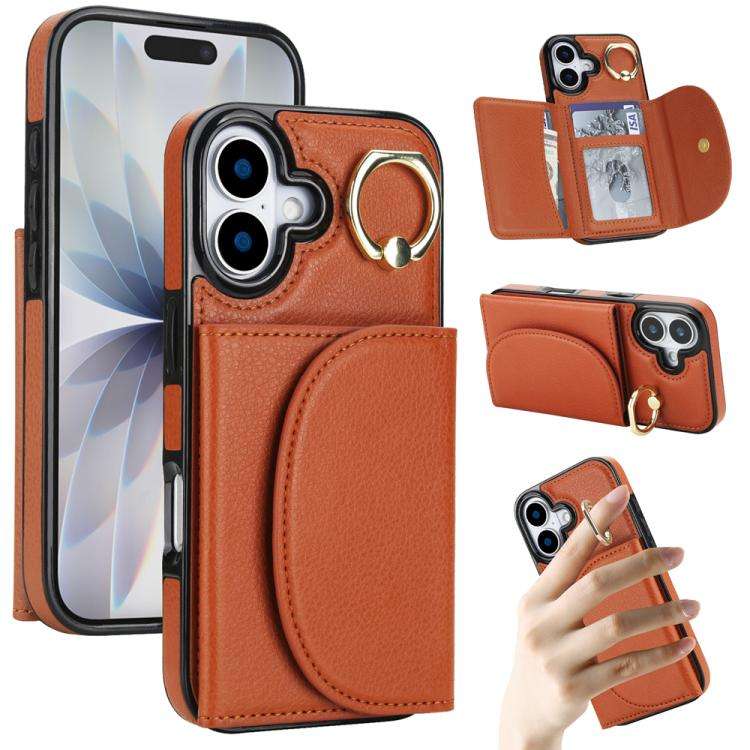 Ring Holder Card Bag Skin Feel Phone Case, For iPhone 18 Pro / 17 Pro, For iPhone 18 Pro Max / 17...