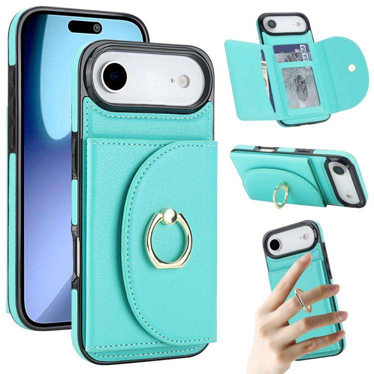 Ring Holder Card Bag Skin Feel Phone Case, For iPhone 18 Pro / 17 Pro, For iPhone 18 Pro Max / 17...