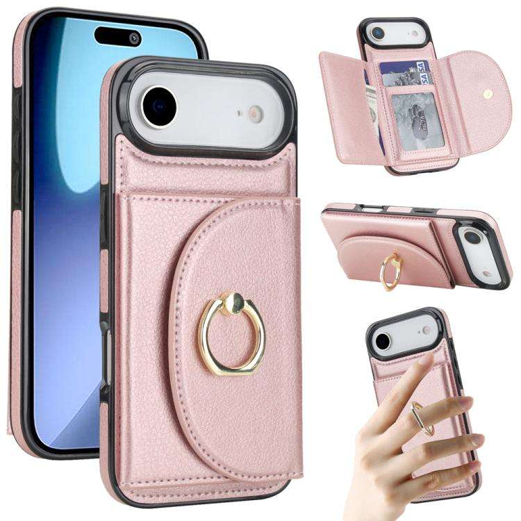 Ring Holder Card Bag Skin Feel Phone Case, For iPhone 18 Pro / 17 Pro, For iPhone 18 Pro Max / 17...