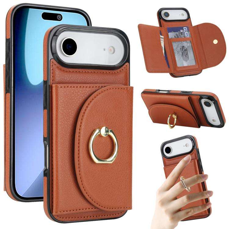 Ring Holder Card Bag Skin Feel Phone Case, For iPhone 18 Pro / 17 Pro, For iPhone 18 Pro Max / 17...