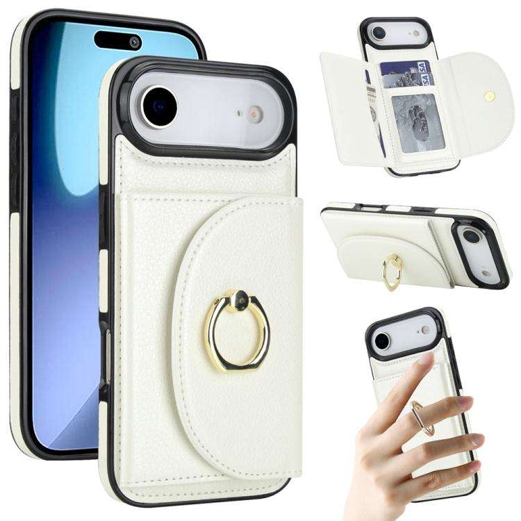 Ring Holder Card Bag Skin Feel Phone Case, For iPhone 18 Pro / 17 Pro, For iPhone 18 Pro Max / 17...