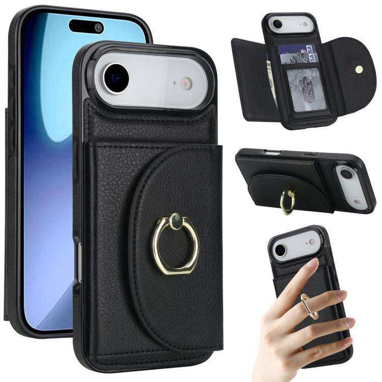 Ring Holder Card Bag Skin Feel Phone Case, For iPhone 18 Pro / 17 Pro, For iPhone 18 Pro Max / 17...