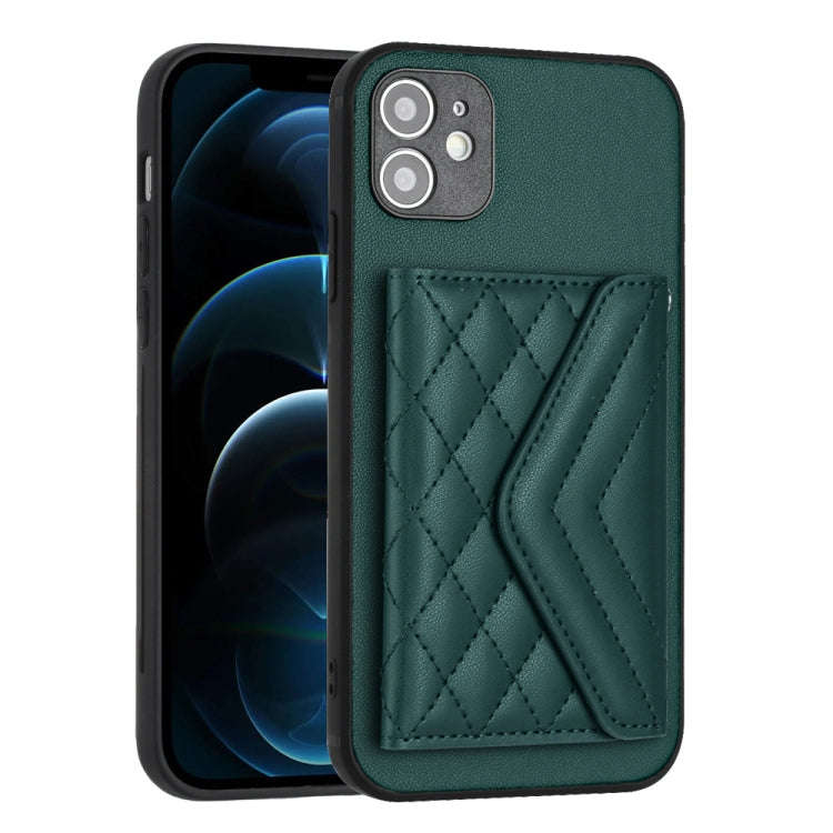 Rhombic Texture Card Bag RFID Phone Case with Long Lanyard, For iPhone 12 mini, For iPhone 11 Pro...