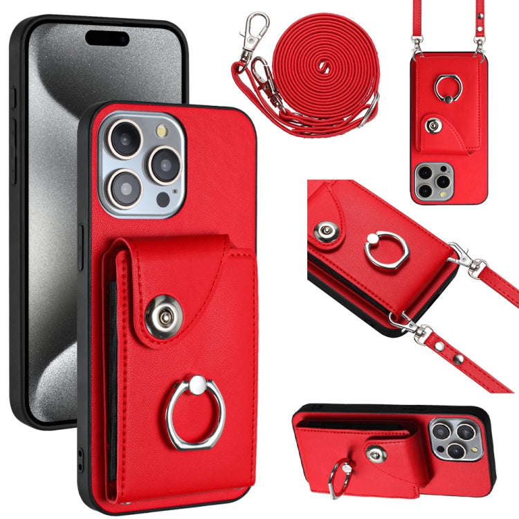 Organ Card Bag Ring Holder Phone Case with Long Lanyard, For iPhone 14 Pro Max, For iPhone SE 202...