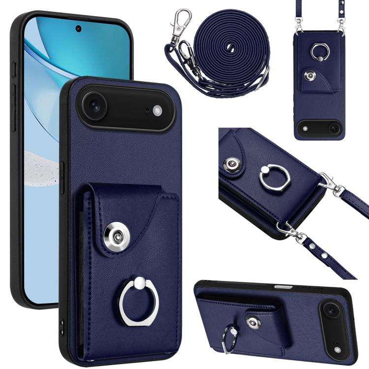Organ Card Bag Ring Holder Phone Case with Long Lanyard, For iPhone 17e / 16e, For iPhone 17 Pro ...
