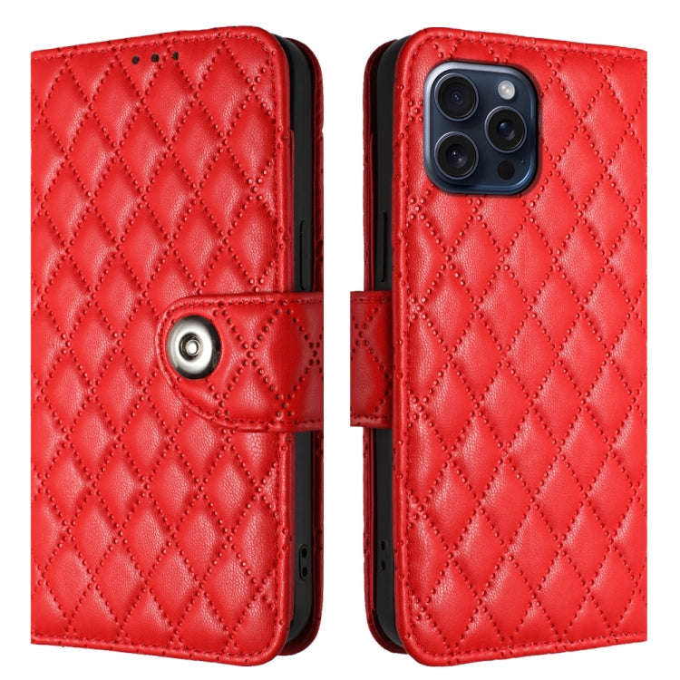 Rhombic Texture Flip Leather Phone Case with Lanyard, For iPhone 14 Pro Max, For iPhone SE 2022 /...