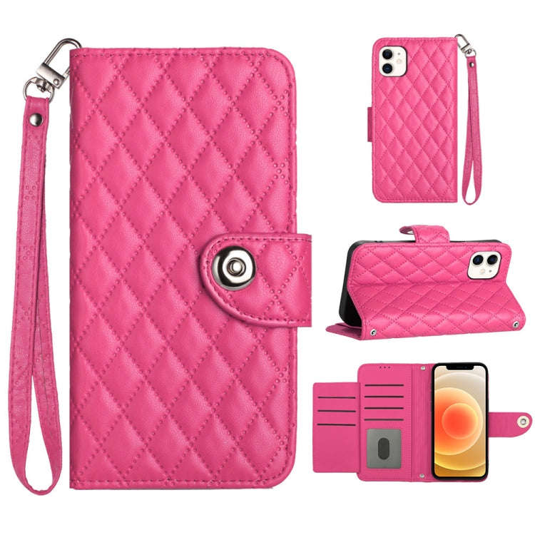 Rhombic Texture Flip Leather Phone Case with Lanyard, For iPhone 14 Pro Max, For iPhone SE 2022 /...