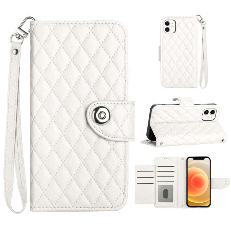 Rhombic Texture Flip Leather Phone Case with Lanyard, For iPhone 14 Pro Max, For iPhone SE 2022 /...