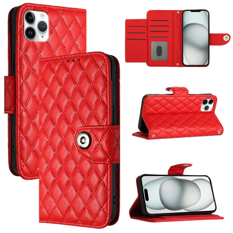 Rhombic Texture Flip Leather Phone Case with Lanyard, For iPhone 14 Pro Max, For iPhone SE 2022 /...