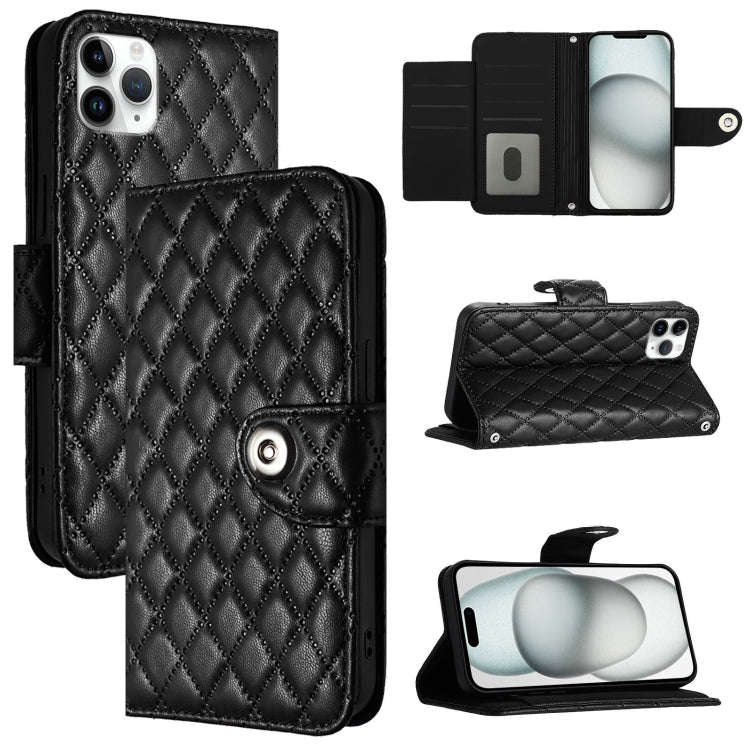 Rhombic Texture Flip Leather Phone Case with Lanyard, For iPhone 14 Pro Max, For iPhone SE 2022 /...