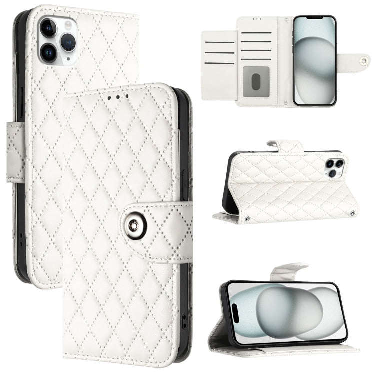 Rhombic Texture Flip Leather Phone Case with Lanyard, For iPhone 14 Pro Max, For iPhone SE 2022 /...