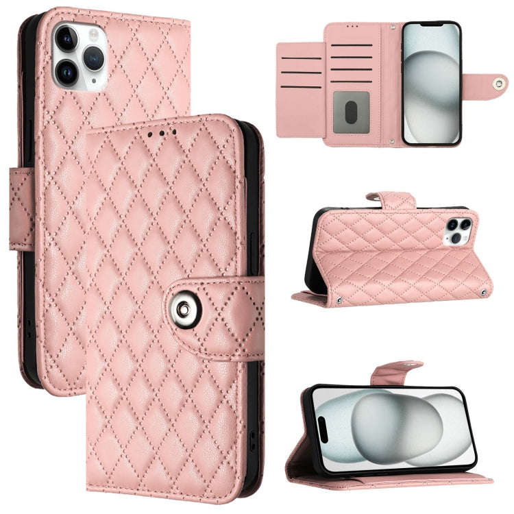 Rhombic Texture Flip Leather Phone Case with Lanyard, For iPhone 14 Pro Max, For iPhone SE 2022 /...